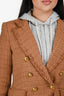 Veronica Beard Brown Tweed Double Breasted Blazer with Grey Dickey Hood Size 4