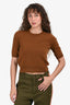 Veronica Beard Brown Cashmere Short Sleeves Knit Sweater Size S