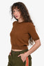 Veronica Beard Brown Cashmere Short Sleeves Knit Sweater Size S