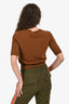 Veronica Beard Brown Cashmere Short Sleeves Knit Sweater Size S
