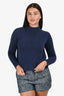 Christian Dior Navy Blue/Black Printed Cashmere Turtleneck Sweater Size 4 US