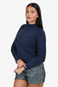 Christian Dior Navy Blue/Black Printed Cashmere Turtleneck Sweater Size 4 US