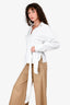 Weekend Max Mara White Cotton Poplin Button Up Blouse with Waist Tie Size 2 US