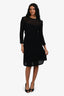 Christian Dior Black Lace Knit Long Sleeves Dress with Slip Size 4 US