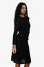 Christian Dior Black Lace Knit Long Sleeves Dress With Slip Size 4