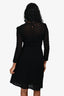 Christian Dior Black Lace Knit Long Sleeves Dress With Slip Size 4