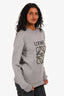 Loewe Grey Cotton Black Embroidered Logo Crewneck Sweater Size S Mens