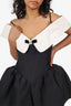 Shushu/Tong Black/White Corset Crystal Bow Detail Mini Dress Size 10