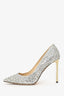 Jimmy Choo Silver Glittery Pointed Heels Size 38.5