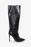 Paris Texas Black Croc Embossed Knee High Pointed Boots Size 39