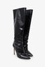 Paris Texas Black Croc Embossed Knee High Pointed Boots Size 39