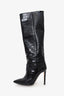 Paris Texas Black Croc Embossed Knee High Pointed Boots Size 39