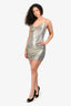 Alice + Olivia Silver Metallic Sleeveless Cowl Neck Mini Dress Size 4