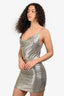 Alice + Olivia Silver Metallic Sleeveless Cowl Neck Mini Dress Size 4