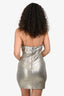 Alice + Olivia Silver Metallic Sleeveless Cowl Neck Mini Dress Size 4
