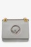 Fendi Grey Leather Small Kan I Flap Shoulder Bag