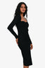 Gucci Black Ribbed Knit Scallop Neckline Midi Dress Size XS