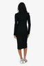Gucci Black Ribbed Knit Scallop Neckline Midi Dress Size XS