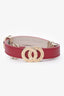 Bvlgari Red Leather Leather Double Wrap Gold-Tone Plated Bracelet
