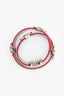 Bvlgari Red Leather Leather Double Wrap Gold-Tone Plated Bracelet