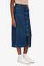 Frame Dark Blue 'Le Bardot' Button Front Denim Skirt Size 25