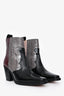 Ganni Black & Multicolour Embossed Leather Western Boot Size 38