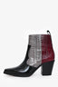 Ganni Black & Multicolour Embossed Leather Western Boot Size 38