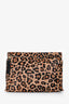 Loewe 2016 Brown Pony Hair Calfskin Leather Leopard Print Zip Pouch
