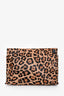 Loewe 2016 Brown Pony Hair Calfskin Leather Leopard Print Zip Pouch