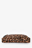 Loewe 2016 Brown Pony Hair Calfskin Leather Leopard Print Zip Pouch