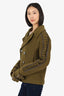 Balmain Green Wool Sleeve Detail Military Peacoat Size M