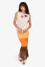 Sandro Yellow/Brown Ombre Fringe Midi Skirt Size 34