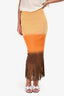 Sandro Yellow/Brown Ombre Fringe Midi Skirt Size 34