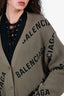 Balenciaga Green Cotton/Wool Logo All Over Cardigan Size XS