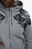 Dolce & Gabbana Grey Floral Crochet Zip-Up Hooded Sweater Size 46