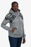 Dolce & Gabbana Grey Floral Crochet Zip-Up Hooded Sweater Size 46