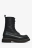 Brunello Cucinelli Black Leather Bead Trimmed Combat Boots Size 38