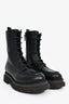 Brunello Cucinelli Black Leather Bead Trimmed Combat Boots Size 38