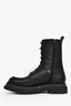 Brunello Cucinelli Black Leather Bead Trimmed Combat Boots Size 38