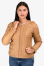 Pre-Loved Chanel™ 2004 Beige Lambskin Fur Biker Jacket Size 40