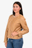 Pre-Loved Chanel™ 2004 Beige Lambskin Fur Biker Jacket Size 40