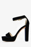 Jimmy Choo Navy Velvet Leather Trim Platform Heels Size 36