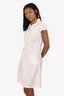 Louis Vuitton White/Beige Striped Monogram Ruffle Zip-up Dress Size 38