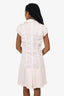 Louis Vuitton White/Beige Striped Monogram Ruffle Zip-up Dress Size 38