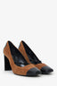 Casadei Brown/Black Suede Cap Toe Pumps Size 7