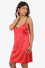 Amiri Red Silk Floral Print Slip Dress Size 4