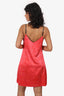 Amiri Red Silk Floral Print Slip Dress Size 4