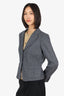 Max Mara Black/White Wool Houndstooth Single Breasted Blazer Size 8