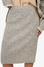 St. John White/Beige/Black Tweed Beaded Fringe Jacket With Midi Skirt Set Size 4/8