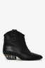 Isabel Marant Black Leather Studded Western Ankle Boots Size 37